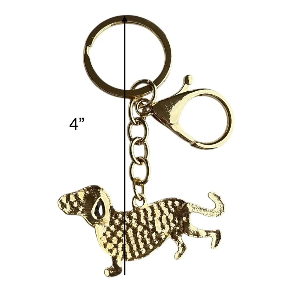 Women's Gold Tone Dachshund Dog Key Chain 4